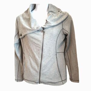 LUCY Hatha Flow Asymmetrical Grey Zipper Workout Yoga Jacket Size L